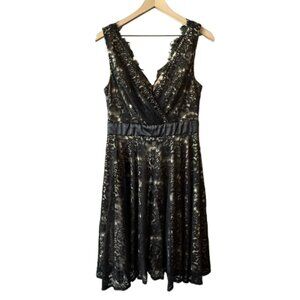 Women's 10 Betsy & Adam Black Lace Fit and Flare Midi Dress